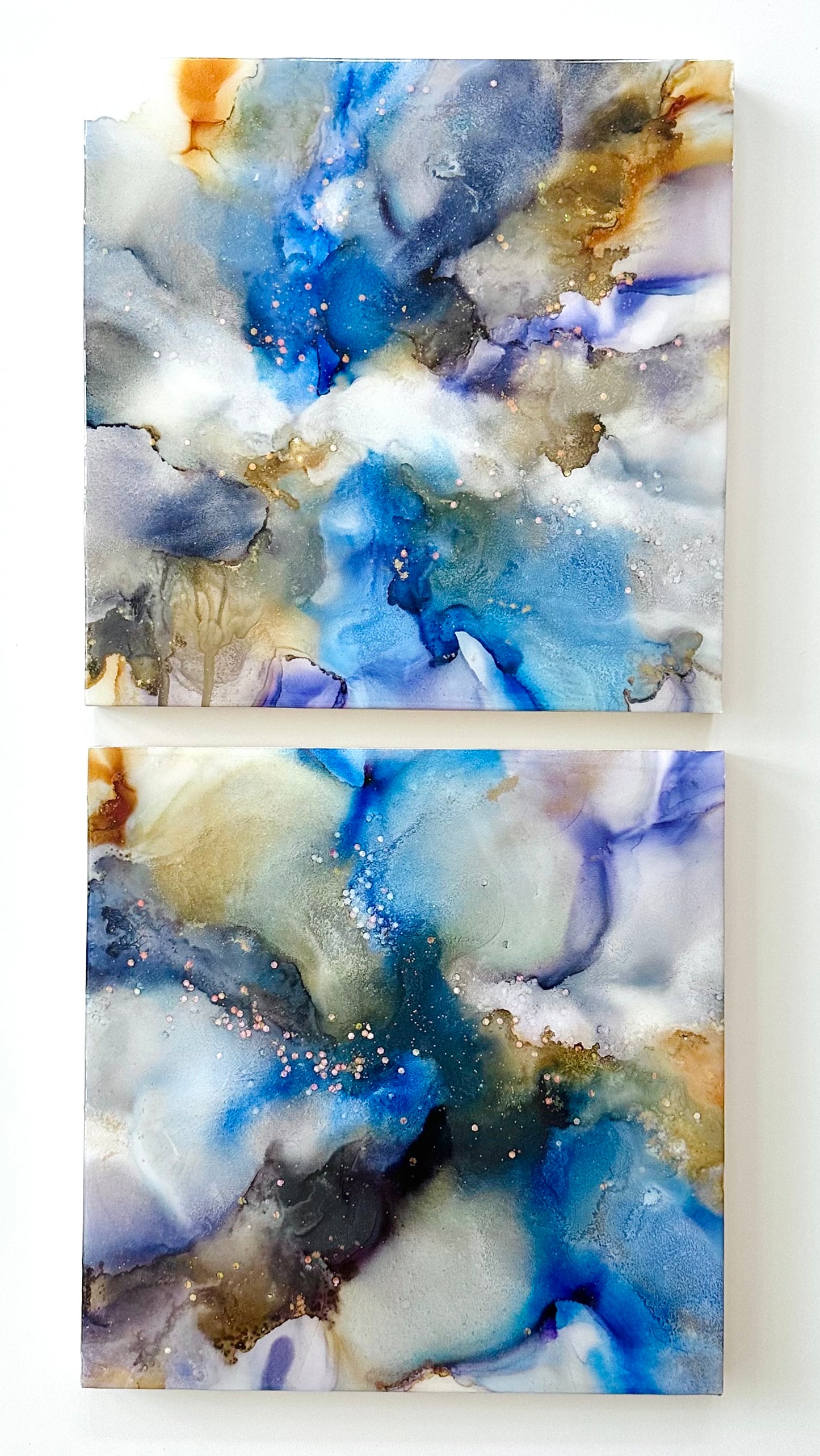 Dahlia, 12 x 12” Diptych