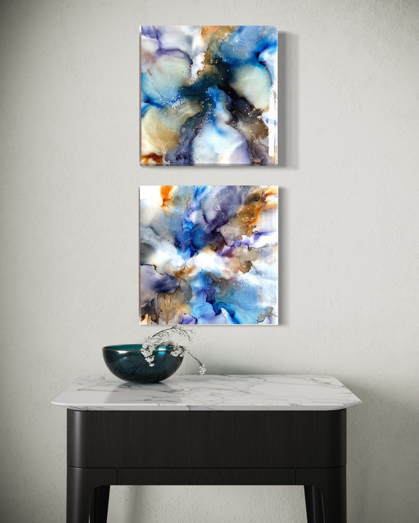 Dahlia, 12 x 12” Diptych
